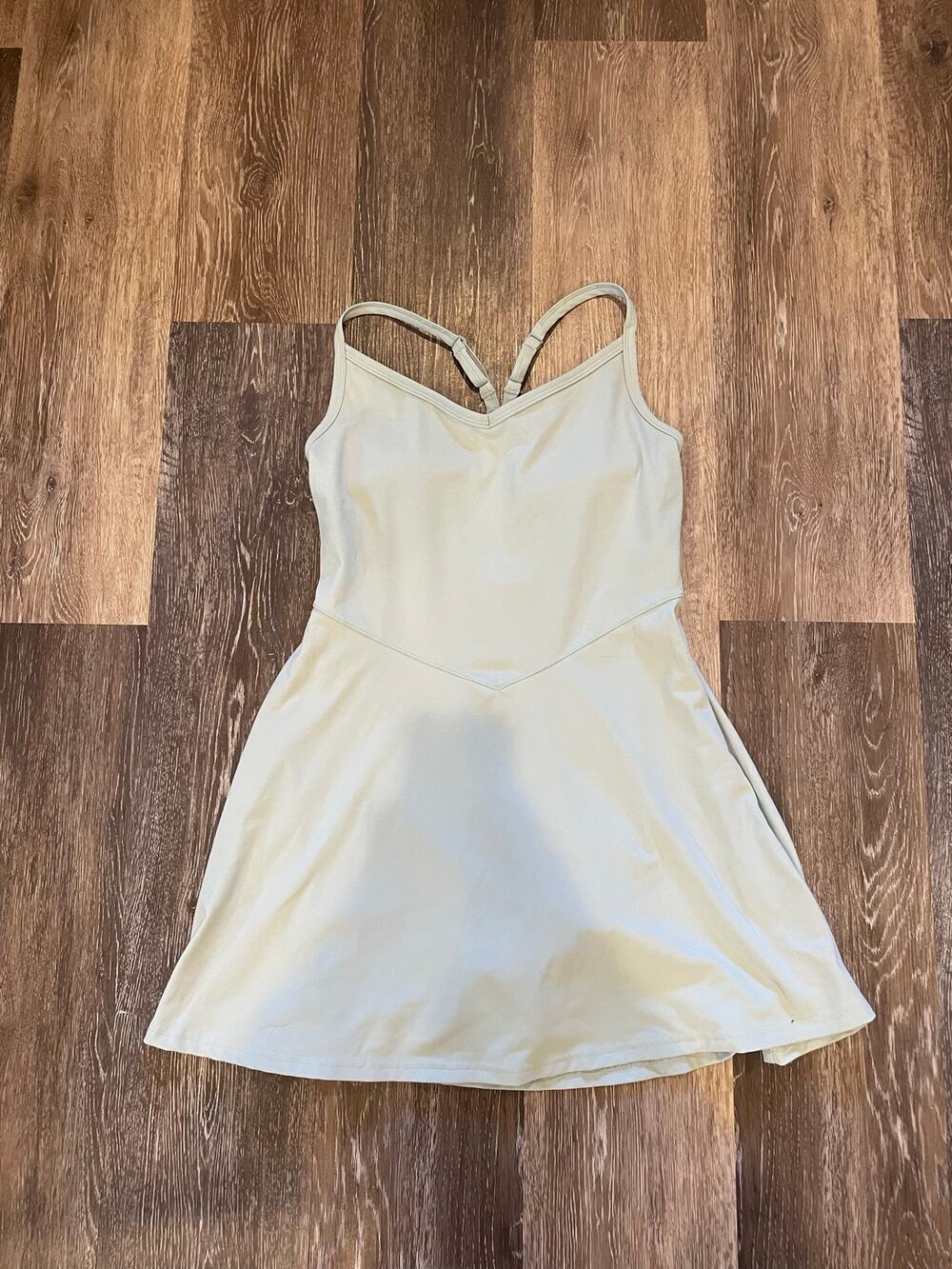 green flx work out dress with built in body suite